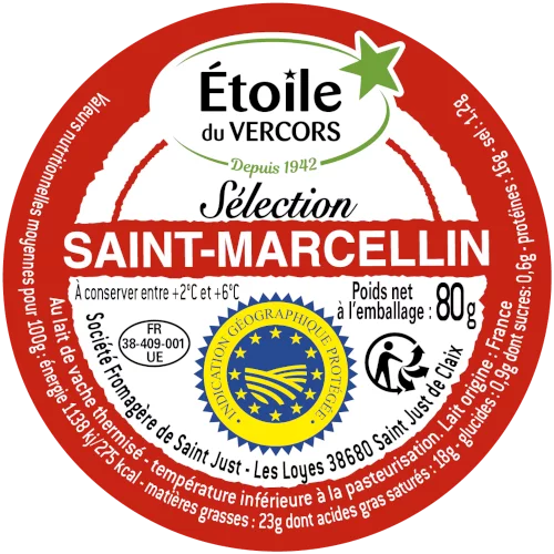 Disques étiquette sèche - Saint Marcellin en contact direct avec le fromage