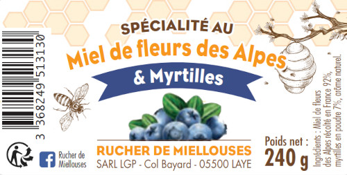 Etiquette pot de miel myrtille